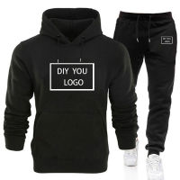 DIY Men Tracksuit Set Sweatshirt Tops Trouser Suit Solid Printed Sweater Sports Leisure Outdoor Clothes