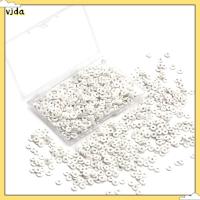 VJDA 1000 PCS 6mm ครับ ลูกปัดดินเหนียวลูกปัด กลมแบนราบ สีขาวขาว ลูกปัดดินเหนียวสีขาว งานหัตถกรรมทำเครื่องประดับ DIY โพลิเมอร์ดินเหนียว ลูกปัด heishi กำไลข้อมือสร้อยข้อมือ