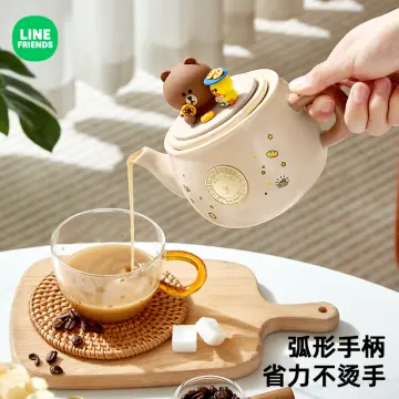 Line Friends Brown Sally Kawaii Teapot Ceramic Kettle Large Capacity  Drinking Cup Christmas Gift Tea Set Anime Cute Cartoon Gift - AliExpress