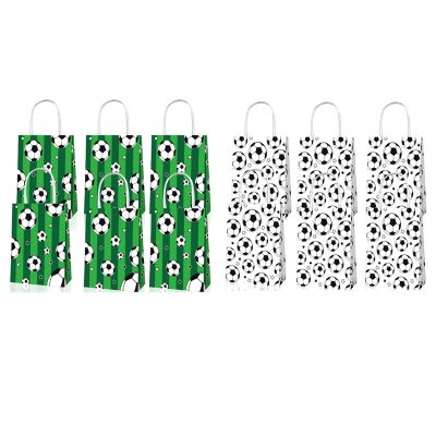 12Pcs Football Match Black and White Green Grass Football Party Companion Gift Kraft Paper Tote Bag