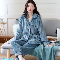 Autumn Winter Women Flannel Pajamas Sets Girls Sleepwear Suit Thick Warm Pyjamas Soft Nightgown Female Cartoon Animal Pijamas