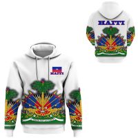 Sudadera con capucha para hombre y mujer suéter con estampado de bandera de país Mar caribeño Isla de Haiti Retro chándal