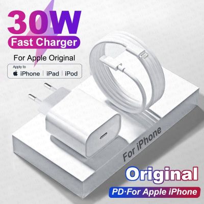 Original PD 30W Quick Charger For Apple iPhone 14 13 12 11 Pro Max Mini 8 Plus XR X XS Fast Charging USB Type C Lightning Cable