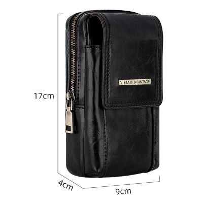 VIETAO Universal Portable Large capacity Leather Mobile Phone Sport Belt Waist Bag Black Brown Purse wallet For men