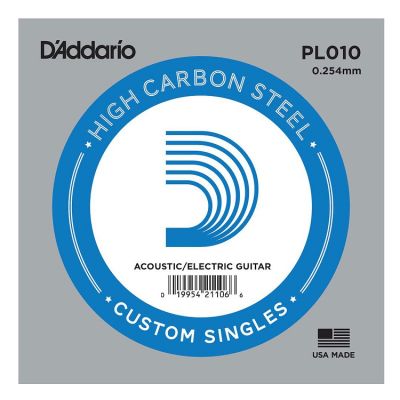 Daddario สายกีต้าร์ สายปลีก ขนาด 0.010 Plain Single String 0.010 รุ่น PL-010 (Pack of 5)