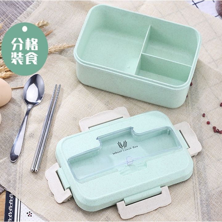 microwave-food-storage-lunch-box-container-with-spoon-chopsticks-wheat-straw-dinnerware-children-kids-school-office-bento-box