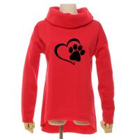 Dropshipping 2021 Fashion Cat Paw Heart Print Hoodies Women Winter Hoodies Scarf Collar Fashion Casual Sweatshirts Pullovers