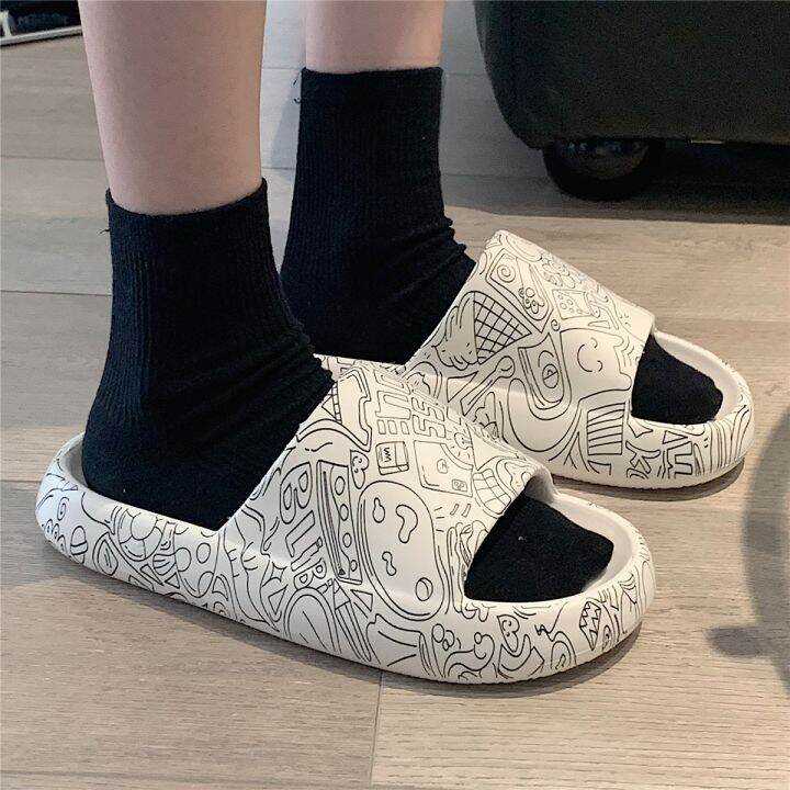 article-to-the-fashion-popular-logo-graffiti-cool-summer-slippers-female-eva-odor-proof-soft-bottom-couples-in-street-fashion-slippers-male