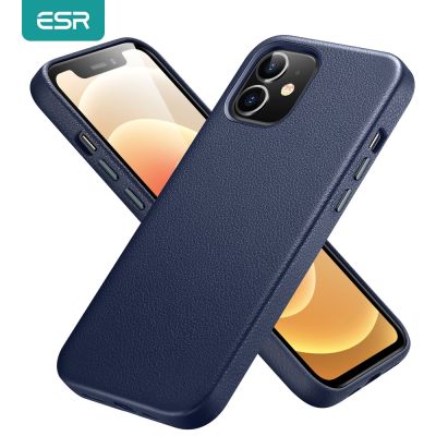 「16- digits」 ESR สำหรับ iPhone 12 Pro Max เคสหนังสำหรับ iPhone 12 Mini 12 Pro Max เคสหนังแท้สำหรับ iPhone 12 12Pro หรูหราสีดำ