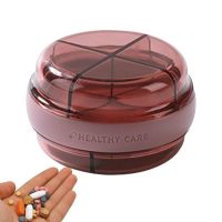 Pill Box Round Travel Mini Pill Box Double-Layer 4 Compartment Medicine Travel Pillbox Pill Container Holder For Medication Fish