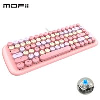 ☏❐ Cute Mechanical Keyboard Wired Punk Round Keycaps Blue Switch PC Gamer Keyboards With Backlight For PC Laptop Notebook Mac