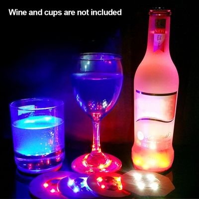 【High-end cups】10ชิ้นสติ๊กเกอร์ขวดจานรองแก้วไฟแบตเตอรี่ขับเคลื่อน LED พรรคเครื่องดื่มเสื่อถ้วยแจกันคริสต์มาสปีใหม่ฮาโลวีนตกแต่งแสง