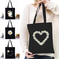 Fashionable Tote Bag Contemporary Crossbody Bag Canvas Shoulder Bag Casual Shopping Bag Daisy Print Handbag