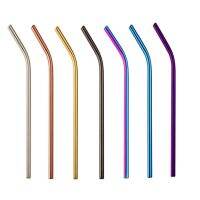 50PCS Reusable Drinking Straws Metal Stainless Steel Bent Straws For Drink 215mm Specialty Glassware