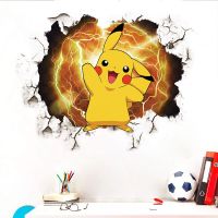 ภาพจิตรกรรมฝาผนังศิลปะห้องนั่งเล่นในห้องนอนของเด็กผู้ชายภาพคาวาอิ Pikachu อะนิเมะโปเกมอนแบบลอกออกได้สติ๊กเกอร์เนอสเซอรี่3มิติรูปสติ๊กเกอร์ติดผนัง