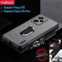 NUBULA เคส Xiaomi Poco X5 | Poco X5 Pro ให้ความรู้สึกผิวเปลือกไม้หนังแท้ Hp Poco X5 Pro เคสกันกระแทกโทรศัพท์มือถือขาตั้งสายคล้องมือรถฟรีที่ครอบสำหรับ Xiaomi ด้านหลัง Xiaomi Mi Poco X5 Pro