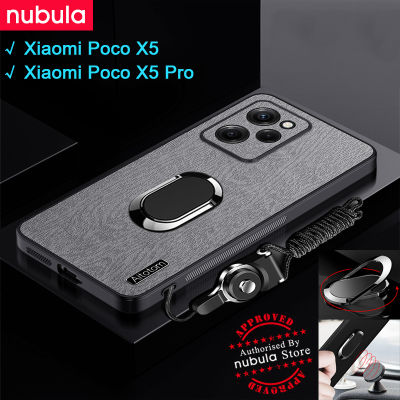 NUBULA เคส Xiaomi Poco X5 | Poco X5 Pro ให้ความรู้สึกผิวเปลือกไม้หนังแท้ Hp Poco X5 Pro เคสกันกระแทกโทรศัพท์มือถือขาตั้งสายคล้องมือรถฟรีที่ครอบสำหรับ Xiaomi ด้านหลัง Xiaomi Mi Poco X5 Pro