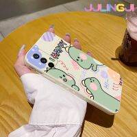 Jjlingji เคสสำหรับ Realme Q3โปร X7สูงสุดเคสลายไดโนเสาร์,เคสนิ่มบางเคสมือถือลายขอบสี่เหลี่ยมเคสนิ่มซิลิโคนเคสป้องกันการกระแทก