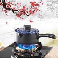 Japanese Style Casserole Ceramic Milk Pan Baby Pot Porridge Stew Baby Food Pot Stockpot 1.5L with Handle with Pot Cover Blue