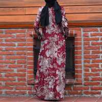 R ดูไบ abaya ตุรกี Hijab ชุดผู้หญิง VINTAGE ดอกไม้พิมพ์ Maxi sundress ฤดูร้อนแขนยาว Kaftan มุสลิม vestidor