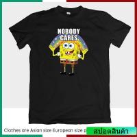 เสื้อยืดลําลอง แขนสั้น คอกลม พิมพ์ลายการ์ตูน Spongebob NOBODY CARES เรียบง่าย สําหรับผู้ชาย และผู้หญิง  N9GD