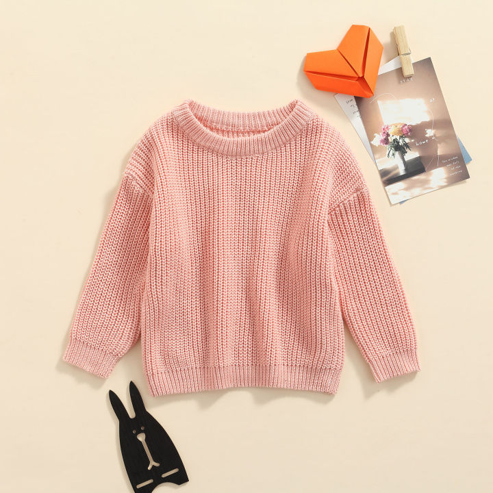 beqeuewll-infant-baby-girls-boys-autumn-winter-knit-sweater-warm-solid-color-long-sleeve-crewneck-knitwear-for-1-3-years