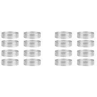 8Pcs Stainless Steel Tart Ring, Heat-Resistant Perforated Cake Mousse Ring Round Double Rolled Tart Ring Metal Mold