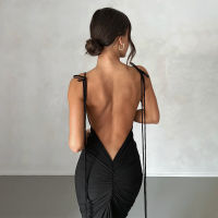 Hotremingxi ฤดูร้อน Backless Maxi เซ็กซี่พรหมชุดสีชมพู Bodycon คนดังชุดราตรี Draped ชุดผู้หญิง2023