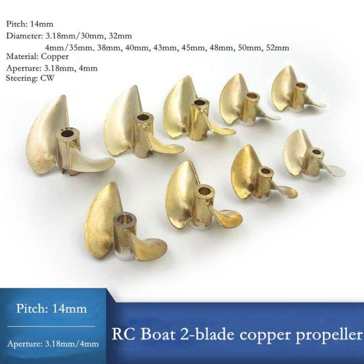RC Boat 2blade Propeller 3052mm Prop Brass Hole 3.17mm/4mm/4.76mm(3/