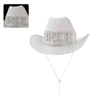 Supplies Hat Bridal Wide White Brim Shinning Cowgirl Women Rhinestone Letter