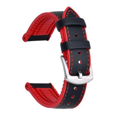 Leather Rubber Watch Strap Leather Watchband 20mm 22mm Sports Waterproof Strap Women Men Rubber Strap Replacement Strap