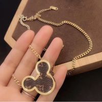 Creative design cartoon head leather stainless steel ladies necklace