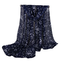 Chiffon Polyester Scarf Ladies Piano Music Note Thin Cheap Shawls G-clefs Summer Stole Head Wrap