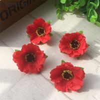 100pcs/lot 4Cm Mini Silk Cherry Blossoms Small Artificial Rose Flowers Heads Poppy Wreath Wedding Decoration For Scrapbooking