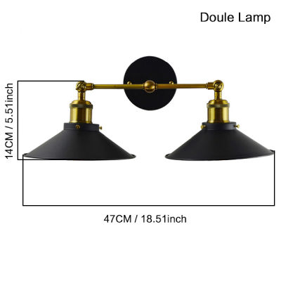 Retro Vintage Loft Black E27 LED Wall Lamp Iron Industrial Decor Indoor Lighting Bracket Wall Light Living Room Bedroom Bedside