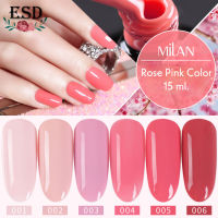 Milan สีทาเล็บเจล สี Rose Pink Color Series Nail Gel Polish สีโอรส ขนาด 15 ml.(อบ UV เท่่านั้น)