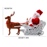 Santa Claus Riding Deer Doll Electric Music Toy Xmas Ornament Kid Gifts Christmas Decoration --M25