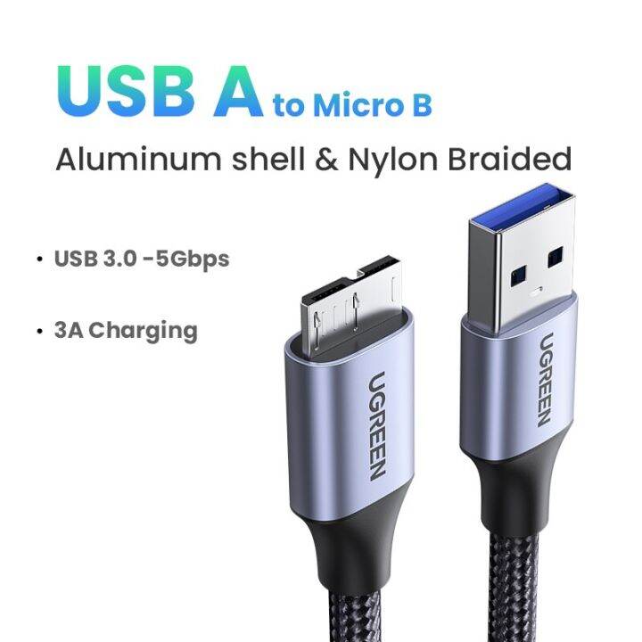 ugreast-micro-b-usb-3-0-3a-ชาร์จเร็ว5gbps-สาย-usb-เอ็กซ์เทอร์นัลฮาร์ดดิสก์ข้อมูล5gbps-สำหรับฮาร์ดดิสก์-ssd-sata