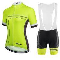 [COD] Women 39;s XAMA Short Sleeve Cycling Jersey Sets Bib Pants 2021Breathable Outdoor Go Drying Maillot Mujer