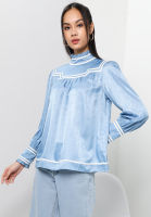 Zalia - Recycled Cotton Chambray Detailed Top