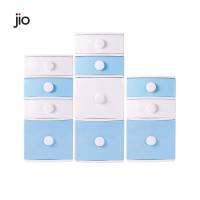 Jio ตู้ลิ้นชักพลาสติก 2-4 ชั้น หน้ากว้าง 42 ซม. สีทูโทน ขาว-ฟ้า จัดส่งแบบประกอบพร้อมใช้งานทันที