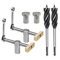 Woodworking Desktop Clip 2 Sets Adjustable Clamp with 2PCS 19Mm Bench Dog Holes Stop, Desktop Clips Carpenter Tools