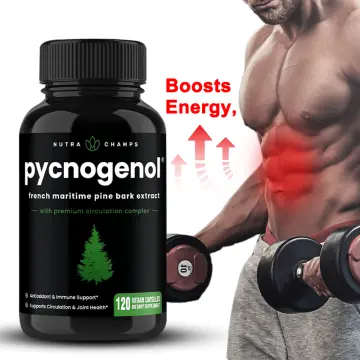  Pycnogenol French Maritime Pine Bark Extract, Premium  Circulation Complex, Blood Flow, Nitric Oxide Production, Superior  Absorption, Results with Black Pepper Extract, Vegan, Non-GMO