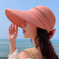 Womens Summer Hat Removable Cap Top with Zipper Empty Top Hat Cycilng Anti-UV Sun Hats Ladies Foldable Big Brim Hat Visor Caps