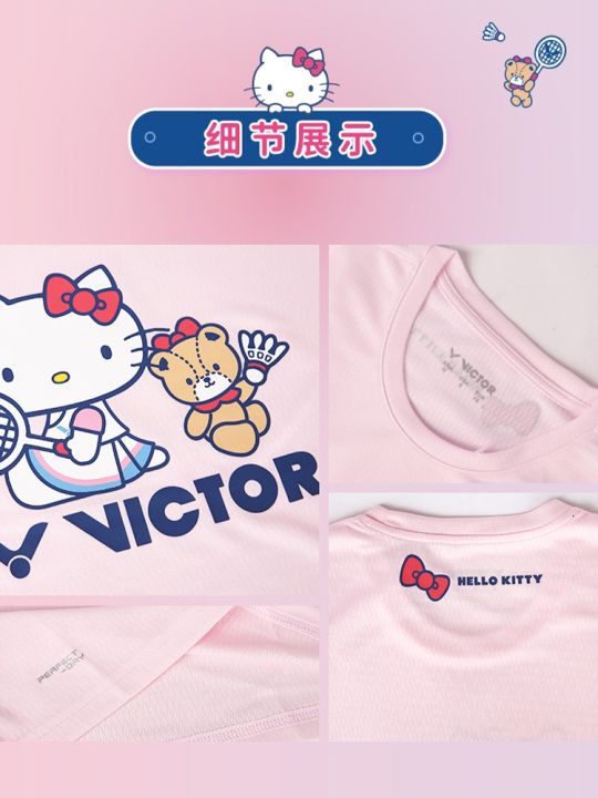 เสื้อยืดแขนสั้น-victory-hello-kitty-แบบแบดมินตัน-victor-สำหรับผู้หญิงเสื้อยืดแฟชั่น-t-kt203-202