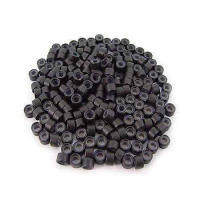 200 PCS 5mm Dark Brown Color Silicone Lined Rings Links Beads For I Bond Stick Tip Feather Hair Extensions