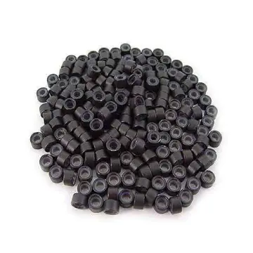 100 PCS 5mm Dark Brown Silicone Lined Micro Links Rings Beads for  Installation for Feather and Hair Extensions 