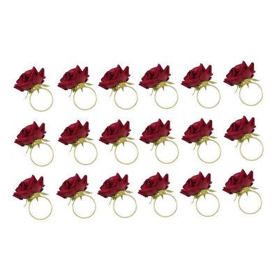18Pcs Towel Buckle Napkin Ring Wedding Party ValentineS Day Hotel Table Decor Metal Gold Napkin Holder Red Rose Shape