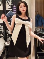 High-end Original French socialite temperament big bow vest dress female high-end Internet celebrity street party dress little black dress