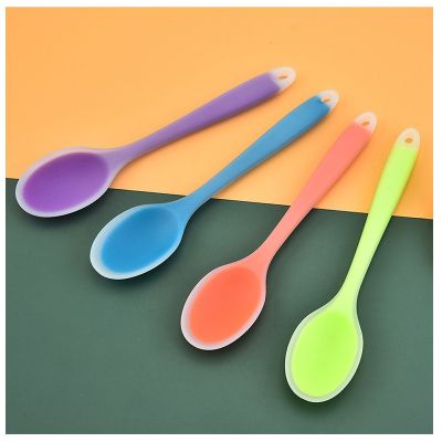 ♗❆❏ Colorful Silicone Spoon Heat Resistant Non-stick Rice Spoons Kitchenware Tableware Learning Spoon Cooking Kitchen Tool tableware
